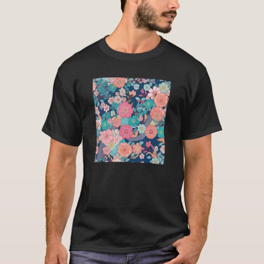Japanese Cherry Blossom Flower Pink Sakura Floral  T-shirt (Voorkant)