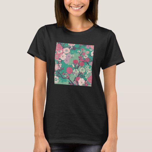 Japanese Cherry Blossom Flower Pink Sakura Floral  T-shirt (Voorkant)