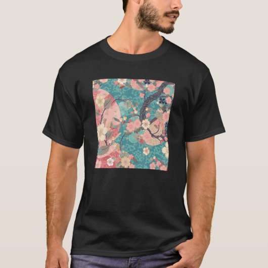 Japanese Cherry Blossom Flower Pink Sakura Floral  T-shirt (Voorkant)