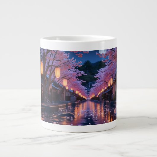 Japanese Cherry Blossom Sakura Mug - Night Grote Koffiekop (Voorkant)