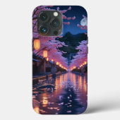 Japanese Cherry Blossom Sakura Phone Case - Night (Achterkant)