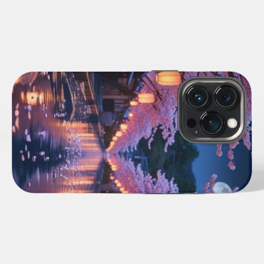 Japanese Cherry Blossom Sakura Phone Case - Night iPhone Hoesje (Achterkant horizontaal)