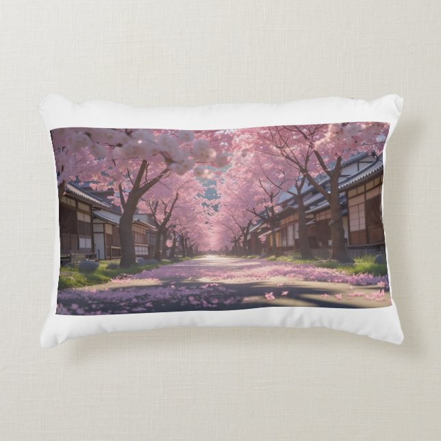 Japanese Cherry Blossom Sakura Pillow - Day & Nigh Accent Kussen (Voorkant)