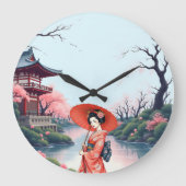 Japanese Cherry Blossom Wall Clock  Grote Klok (Voorkant)