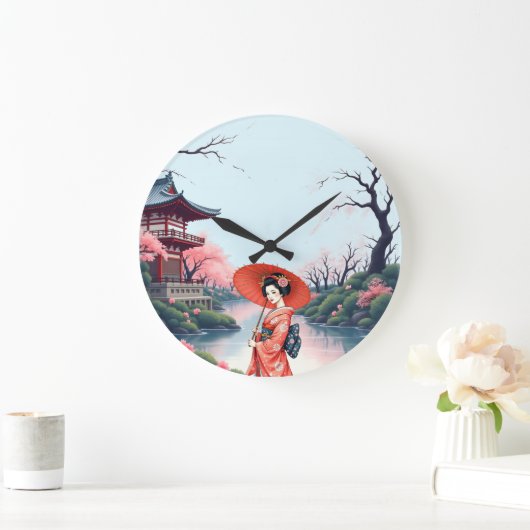 Japanese Cherry Blossom Wall Clock  Grote Klok (Huis)