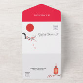 Japanese Cherry Blossom Wedding  All In One Uitnodiging (Buitenkant)