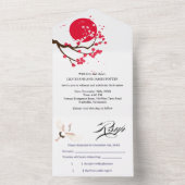 Japanese Cherry Blossom Wedding  All In One Uitnodiging (Binnen)