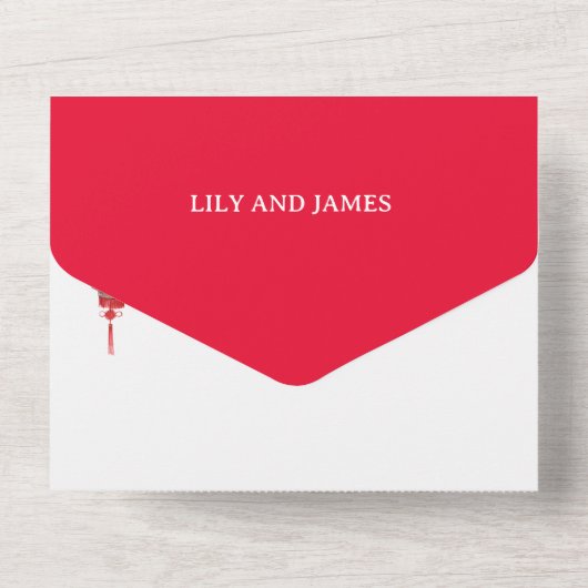 Japanese Cherry Blossom Wedding  All In One Uitnodiging (Achterkant)