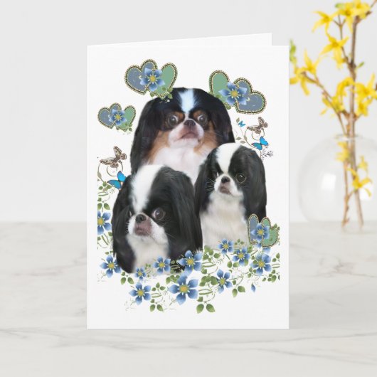 Japanese Chin All Occasion Greeting Cards and Art Kaart (Gele Bloem)
