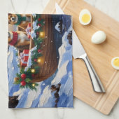 Japanese Chin Christmas Boat Holiday Theedoek (Quarter Fold)