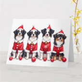 Japanese Chin Christmas Dress Santa Hat Kaart (Gele Bloem)