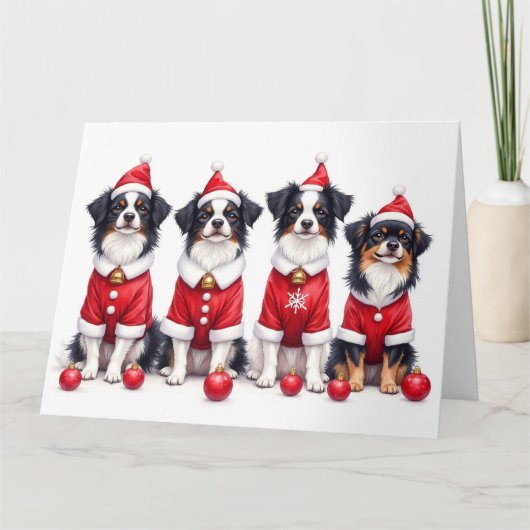 Japanese Chin Christmas Dress Santa Hat Kaart (Voorkant)