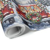 Japanese Chin Christmas Red Truck Holiday Cadeaupapier (Rol Hoek)