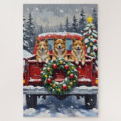 Japanese Chin Christmas Red Truck Holiday Legpuzzel (Verticaal)