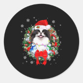 Japanese Chin Christmas Wreath Decoration Xmas Paj Ronde Sticker (Voorkant)