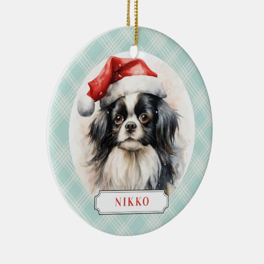 Japanese Chin Dog Ceramic Circle Ornament (Rechts)