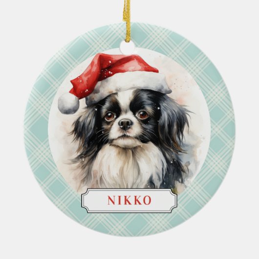 Japanese Chin Dog Ceramic Circle Ornament (Achterkant)