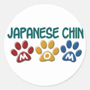 JAPANESE CHIN Mam Paw Print 1 Ronde Sticker
