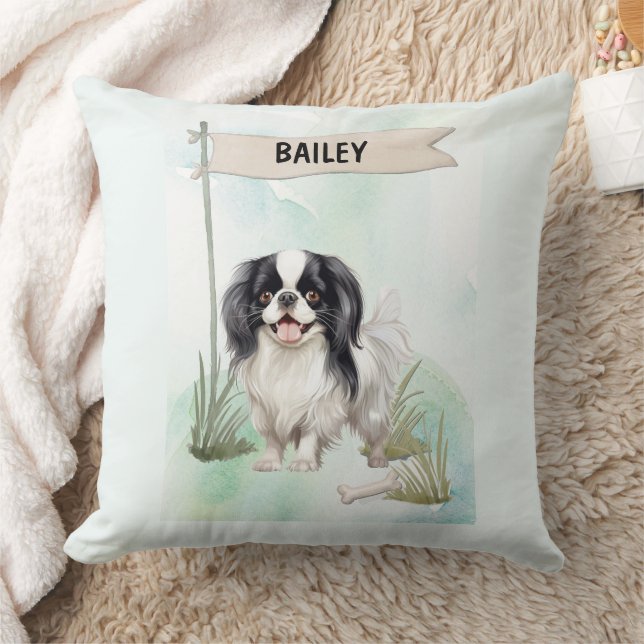Japanese Chin Watercolor Personalized Dog Kussen (Deken)