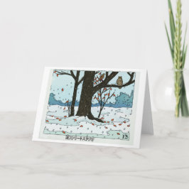 Japanese Christmas Snow & Birds Feestdagen Kaart
