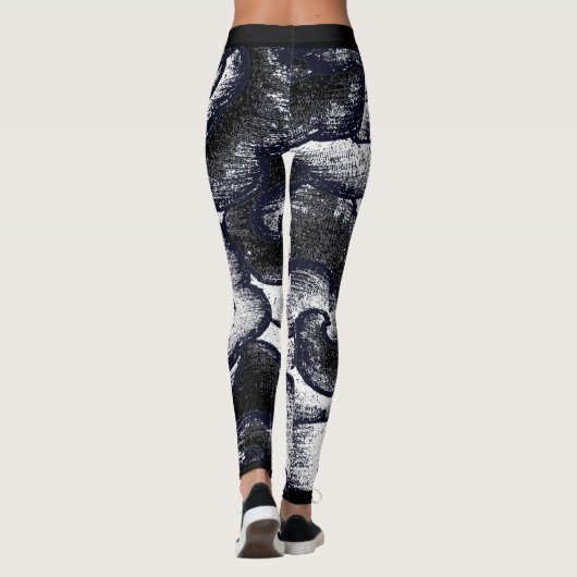 JAPANESE CLOUD PATROON BLACK EN WITTE LEGGINGS (Achterkant)