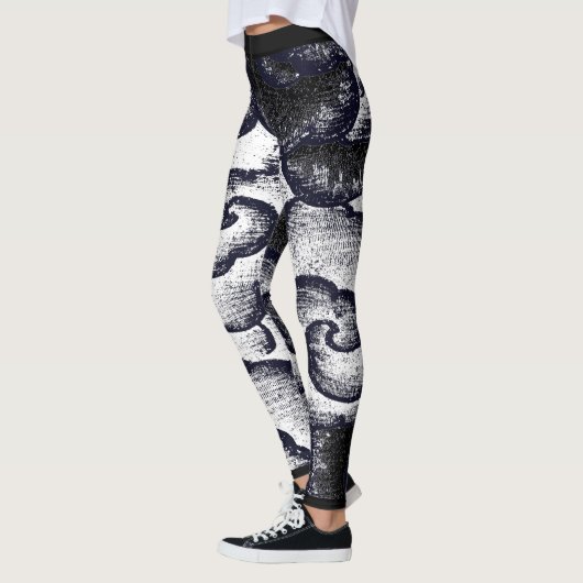 JAPANESE CLOUD PATROON BLACK EN WITTE LEGGINGS (Links)
