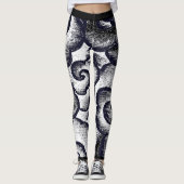 JAPANESE CLOUD PATROON BLACK EN WITTE LEGGINGS (Voorkant)