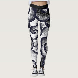 JAPANESE CLOUD PATROON BLACK EN WITTE LEGGINGS