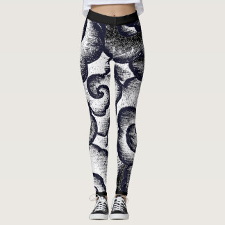 JAPANESE CLOUD PATROON BLACK EN WITTE LEGGINGS