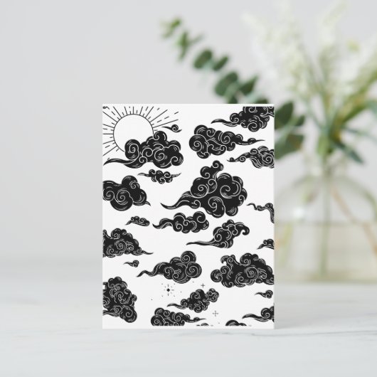 Japanese Cloud Pattern Aesthetic Briefkaart (Staand voorkant)