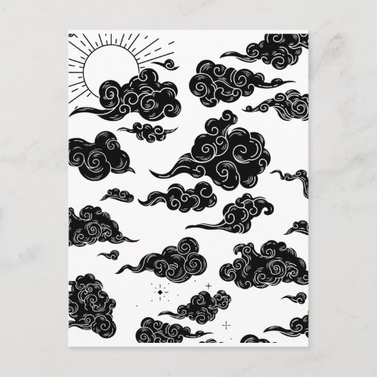 Japanese Cloud Pattern Aesthetic Briefkaart (Voorkant)