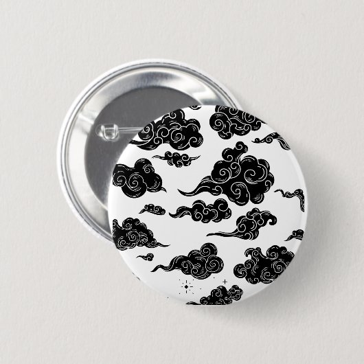 Japanese Cloud Pattern Aesthetic Ronde Button 5,7 Cm (Voorkant /achterkant)