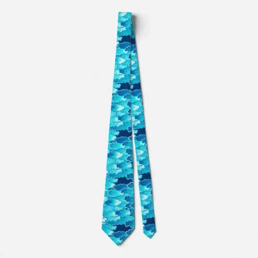 Japanese Clouds, Evening Sky, Turquoise and Indigo Stropdas (Voorkant)