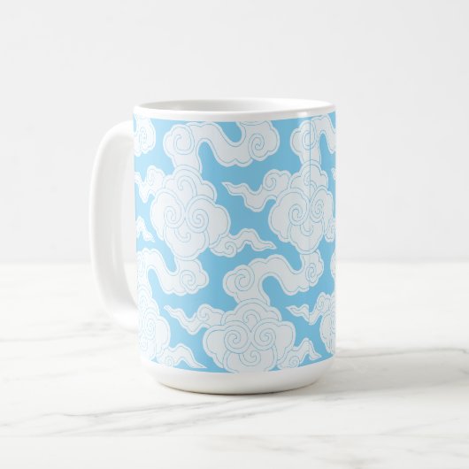 Japanese Clouds Stencil Ise Katagami Pattern Koffiemok (Voorkant links)