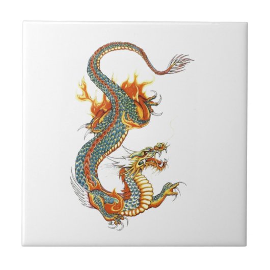 JAPANESE COLORED DRAGON TEGELTJE (Voorkant)