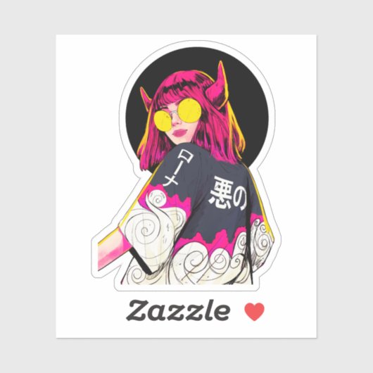 Japanese Cool Evil Girl Urban Cool Style  Sticker (Vel)
