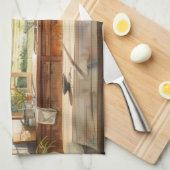 Japanese Countryside Kitchen with Rice Field View Theedoek (Quarter Fold)