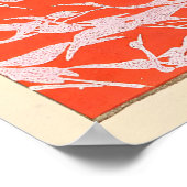 Japanese Crane Kimono Art Print Vermilion Red Wall (Hoek)