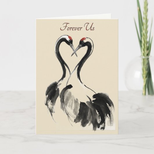 Japanese Crane Love Greeting Card Feestdagen Kaart (Voorkant)
