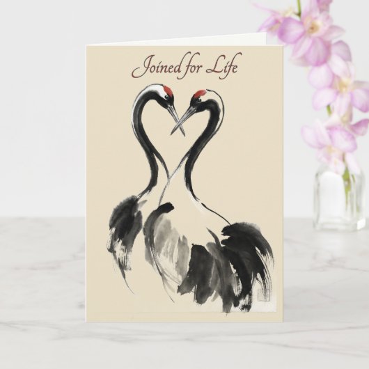 Japanese Crane Love Greeting Card Kaart (Orchidee)