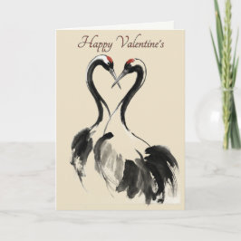 Japanese Crane Love Valentine Card Feestdagen Kaart