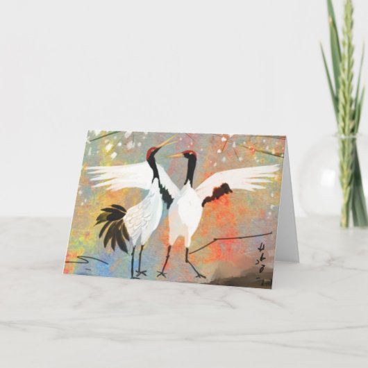 Japanese Cranes Greeting Card Kaart (Voorkant)
