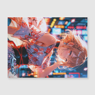 Japanese Cyberpunk Anime Girl Poster | Neon City