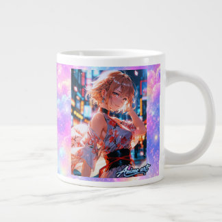 Japanese Cyberpunk Anime Girl Poster | Neon City Grote Koffiekop