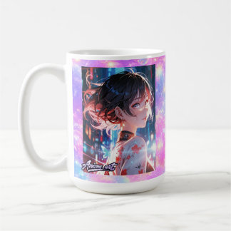 Japanese Cyberpunk Anime Girl Poster | Neon City Koffiemok