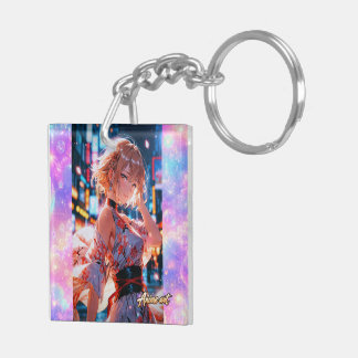 Japanese Cyberpunk Anime Girl Poster | Neon City Sleutelhanger