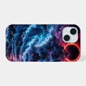 Japanese Cyberpunk Mountain Wave Eclipse Poster iPhone 15 Case (Achterkant horizontaal)