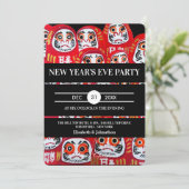 Japanese Daruma Dolls New Years Eve Party Kaart (Staand voorkant)