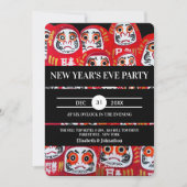 Japanese Daruma Dolls New Years Eve Party Kaart (Voorkant)