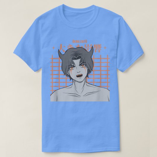 Japanese Devil Boy Anime Character  Japan Aestheti T-shirt (Design voorkant)